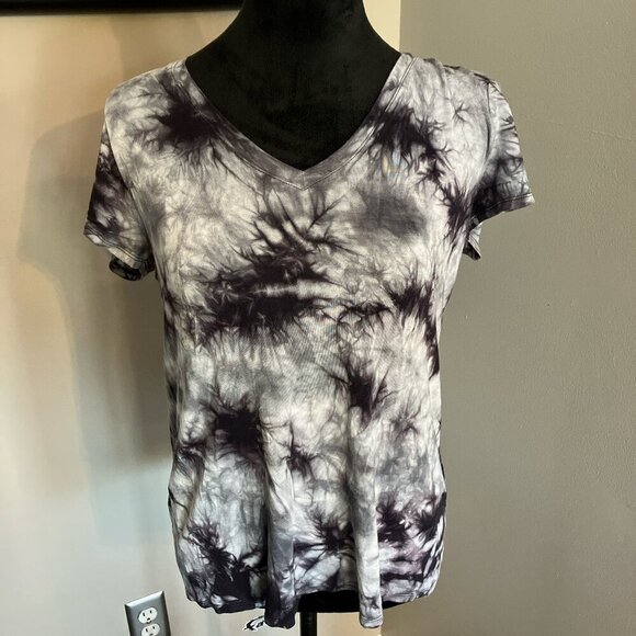 Philosophy small black & gray tie dye‎ v-neck short sleeve fitted top - Picture 1 of 5
